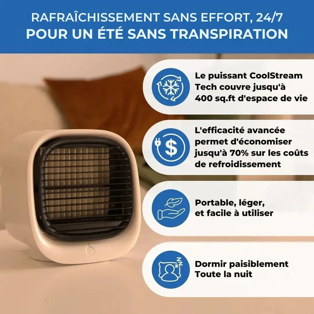 AquaFrais™ – Rafraîchisseur d’air portable 3-en-1