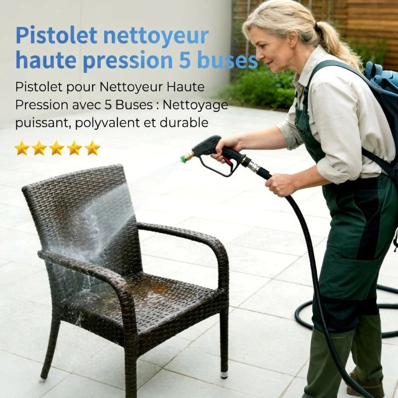 HydroForce™ — Pistolet Haute Pression 4000 PSI avec 5 Buses
