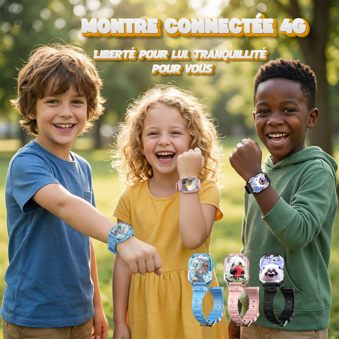 kiumo™ Pro 4G — Montre connectée enfant avec GPS, appels vidéo & bouton SOS