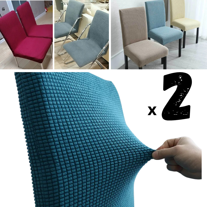 Housses De Chaise FANSU Extensibles Bleues (lot De 2) : Imperméables Avec Attaches, Pour Cuisine