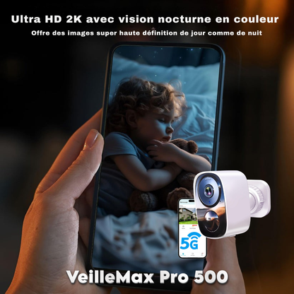 VeilleMax Pro 500 — Caméra Extérieure Sans Fil Longue Durée