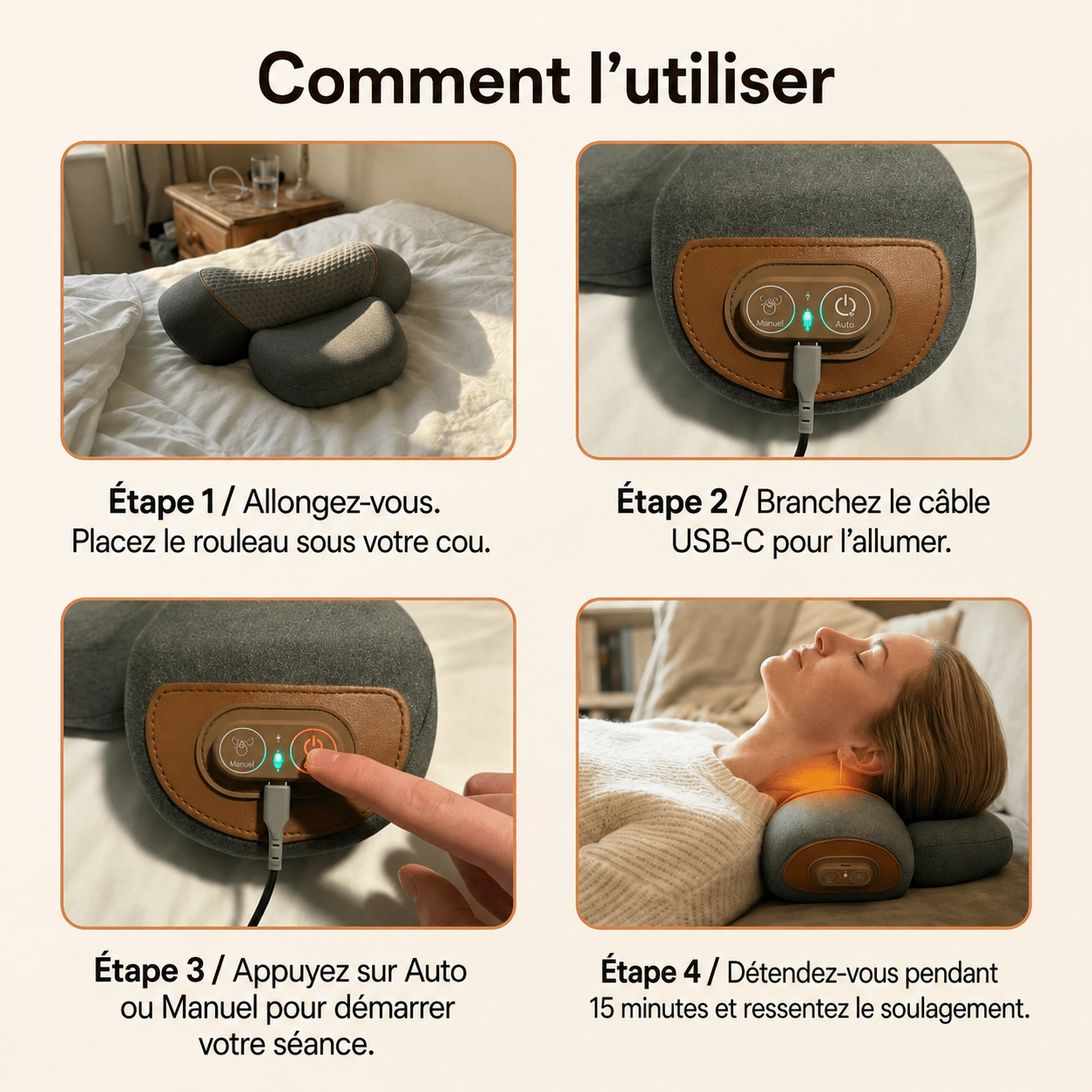 Nuvéria™ — Coussin de relaxation cervicale ergonomique