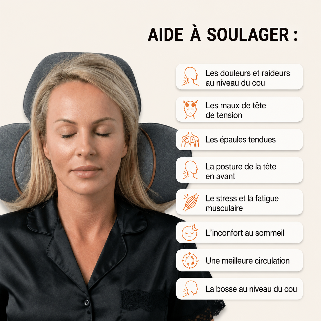 Nuvéria™ — Coussin de relaxation cervicale ergonomique