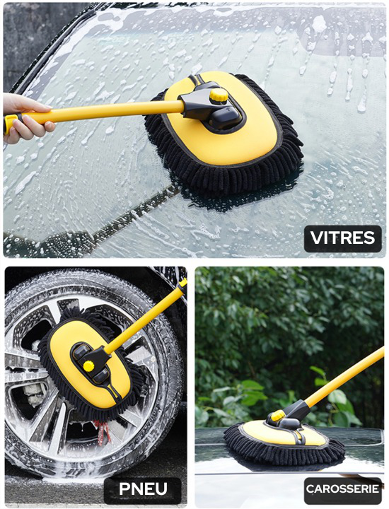 Brosse de lavage de voiture à long manche télescopique